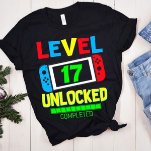 Level 17 Unlocked Birthday SVG, 17th Birthday Boy Gamer Svg, 17th Birthday Shirt, Unlocked svg, 17 Jahre alt, Videospiele Png Dxf, Cricut