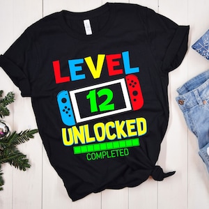 Level 12 Freigeschalteter Geburtstag SVG, 12. Geburtstag Junge Gamer Svg, 12. Geburtstagsshirt, Freigeschaltetes SVG, 12 Jahre alt, Videospiele Png Dxf, Cricut