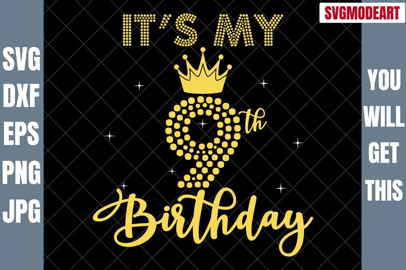 9th Birthday Girl SVG: Crown Silhouette Cut Files (digital Download) - Etsy