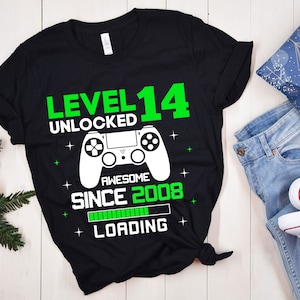 Level 14 Freigeschaltetes SVG, 14. Geburtstagsshirt, Freigeschaltetes Svg, 14. Geburtstag Junge Gamer Svg, 14Years Old, Videospiele Png Dxf, Cricut oder Silhouette