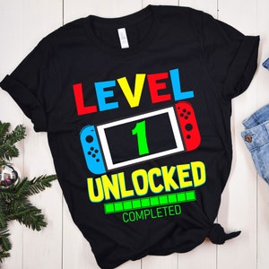 Level 1 Unlocked Birthday SVG, 1st Birthday Boy Gamer Svg, 1st Birthday Shirt, Unlocked svg, 1 Years Old, Video Games Png Dxf, Cricut