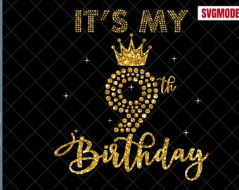 9th Birthday Girl SVG: Crown Silhouette Cut Files (Digital Download)