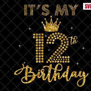 Het is mijn 12e verjaardag SVG, 12e verjaardag SVG, 12 verjaardag meisje Svg, mijn 12e verjaardag shirt Svg, 12 jaar oude verjaardag silhouet gesneden bestanden