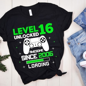 Level 16 Freigeschaltetes SVG, 16. Geburtstagsshirt, Freigeschaltetes Svg,16. Geburtstag Junge Gamer Svg,16 Jahre alt, Videospiele Png Dxf, Cricut oder Silhouette