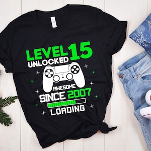 Level 15 ontgrendeld SVG, 15e verjaardag shirt, ontgrendeld svg, 15e verjaardag jongen gamer Svg, 15 jaar oud, videogames Png Dxf, Cricut of silhouet