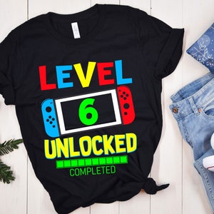 Level 6 Unlocked Birthday SVG, 6th Birthday Boy Gamer Svg, 6th Birthday Shirt, Unlocked svg, 6 jaar oud, Video Games Png Dxf, Cricut