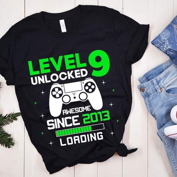 Level 9 Unlocked SVG, 9th Birthday Shirt, Unlocked svg, 9th Birthday Boy Gamer Svg, 9 Years Old, Video Games Png Dxf, Cricut or Silhouette