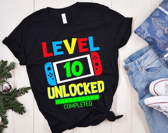 Level 10 Unlocked Birthday SVG, 10th Birthday Boy Gamer Svg, 10th Birthday Shirt, Unlocked svg, 10 Years Old, Video Games Png Dxf, Cricut