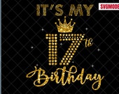 17th Birthday SVG: Girl's Birthday Shirt Cut Files (Digital Download)