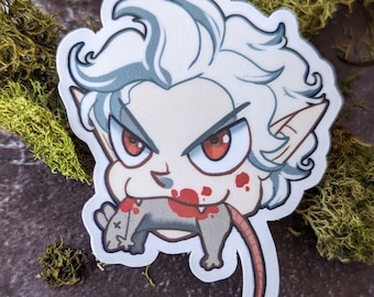 Astarion Hunting Rat Chibi Sticker - BG3 D&D Vinyl Sticker 2"