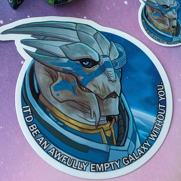 Garrus Vakarian Romance Space Boyfriend Husbando  Mass Effect ll 3" Water Resistant Vinyl Sticker