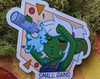 Shortstack Goblin Girl Vinyl Sticker: Exercise, Stay Hydrated (2.5")