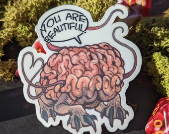 Self Love You Are Beautiful Motivating Intellect Devourer DnD Dungeons and Dragons Monster Creature II Water Resistant Vinyl Sticker 2"