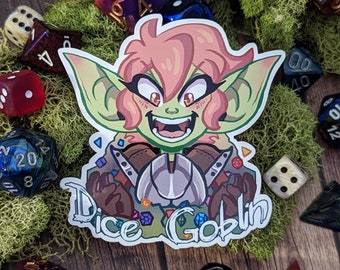 DnD Dice Goblin Cute Goblin Risl Sticker ll 3" Water Resistant Glossy Vinyl