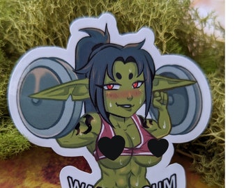 Spot Me Work Out Goblin Girlfriend Mya NSFW ll 3" Water Resistant Vinyl Sticker 18+