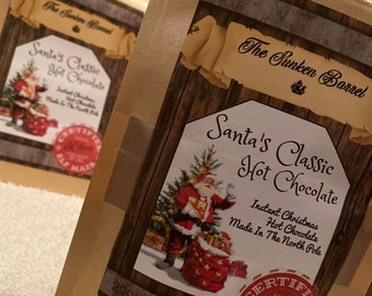 Santa's Classic Hot Chocolate - Original Instant Hot Chocolate Powder 200g - The Sunken Barrel, A Cornish Company. - Awesome Stocking Filler