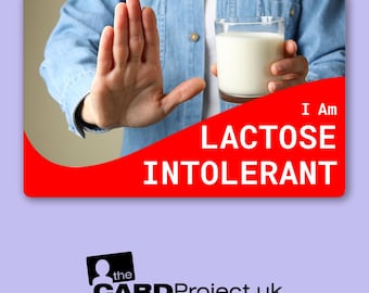 I Am Lactose Intolerant Medical Alert Card – Single-Sided, Pocket-Sized, Non-Personalised for Quick, Clear Allergy Identification