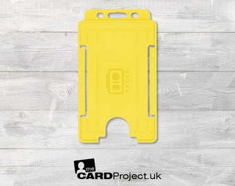 Yellow ID Card Holder, bio-degradable, portrait, Single-Sided and Open Faced