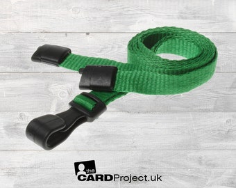 Light green lanyard with metal lobster clip made from recycled fabric