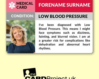 Low Blood Pressure Awareness Medical Photo ID Card