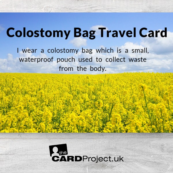 Colostomy Bag Travel Card, Colostomy Awareness