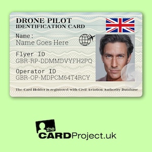 Drohnenpilot Foto Ausweis mit CAA QR Code - Doppelseitiger Personalisierter Flieger und Halter Ausweis