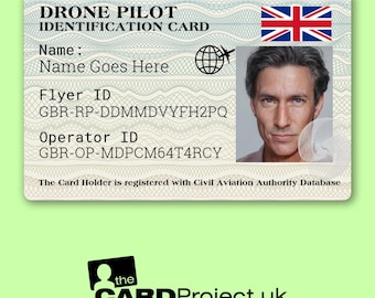 Drone Pilot Photo Identification Card with CAA QR Code - Double-Sided Personalised Flyer and Operator ID Card