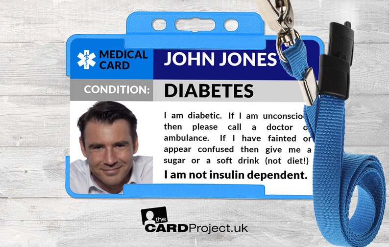 Diabetes Photo Medical ID Card Diabetic Alert Card/badge Etsy UK