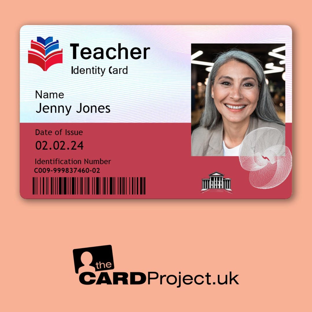 Personalised Teacher ID Card With Signature Strip Ideal for Classroom ...