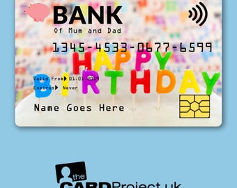 Happy Birthday Design Childs Credit Card - Novelty Play Time Money for Kids