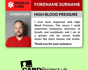 High Blood Pressure Awareness Medical Photo ID Card