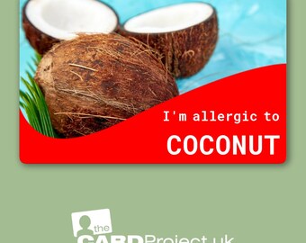 I'm Allergic to Coconut Card - Bright Red Allergy Alert Card for Easy Coconut Allergy Identification - Biodegradable, Single-Sided