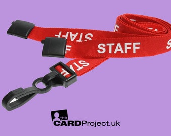 Staff Lanyard, Red Recycled Fabric, 15mm