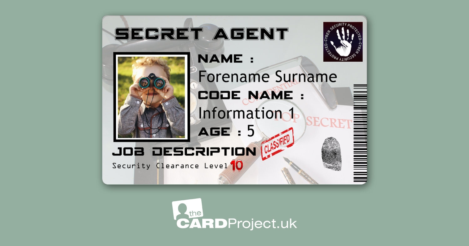 secret-agent-photo-id-card-kids-imagination-and-dress-up-play-novelty-personalised-children-s-id-and-keepsake-card-etsy
