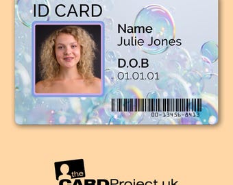Personalised Photo ID Card for Everyday Use – Customisable Biodegradable Plastic Card with Name and Date of Birth (Credit Card Size)