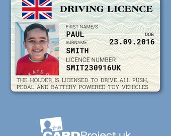 Driving Licence for Children's Toy Cars