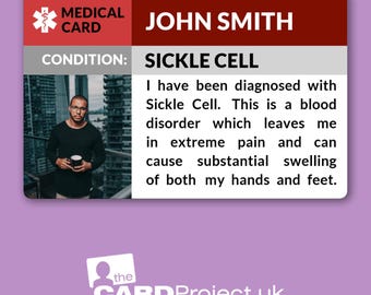 Sickle Cell Awareness Photo Medical ID Alert Card