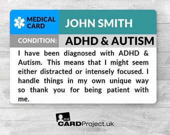 Autism-ADHD ID Cards, The Card Project's Support Companion