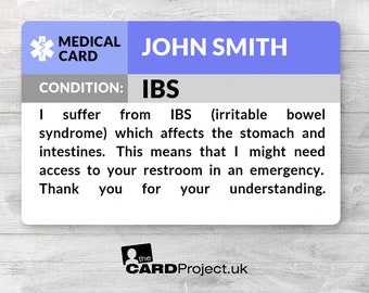 IBS (Irritable bowel syndrome) Awareness Medical ID Alert Card