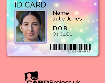 Photo ID Card - Custom Name and Date of Birth - Biodegradable Plastic - Wallet-Sized Identification Card