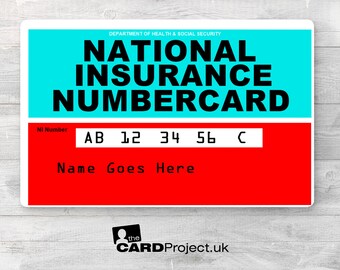 Cosplay National Insurance Number Card, Personalised Prop Licence for Film and Television, NI Wallet Card