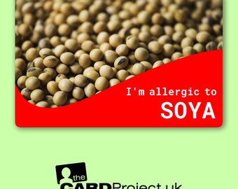 I'm Allergic to Soya" Allergy Alert Card – Non-Personalised, Single-Sided, Biodegradable Plastic