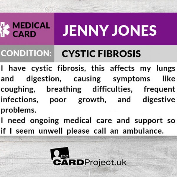 Cystic Fibrosis ID Card: Medical Awareness & Emergency Information for CF Patients