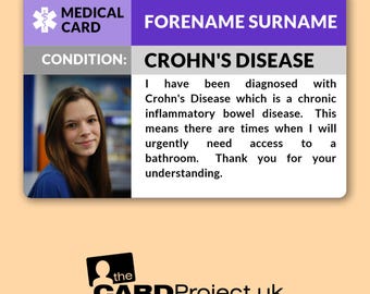 Morbus Crohn Arztpass mit Notfallkontakten - Zugang zur Toilette, Warnhinweis bei entzündlichen Darmerkrankungen