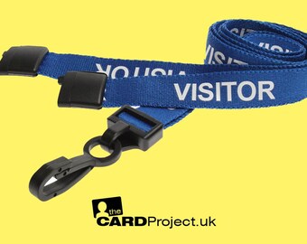 Visitor Lanyard, Blue Recycled Fabric, 15mm