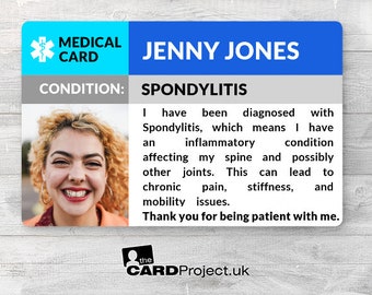 Spondylitis  Awareness Medical Photo ID Card