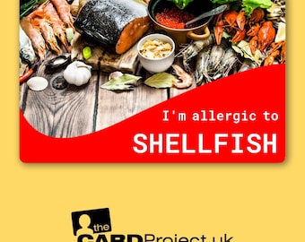 I'm Allergic to Shellfish Card – Food Allergy Alert Card for Shellfish Allergy Safety – Single-Sided ID Card for Restaurants and Emergencies