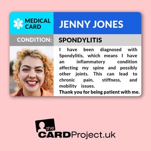 Spondylitis Awareness Medizinischer Ausweis mit Foto