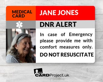 DNR Card, Do Not Resuscitate Photo Medical ID Alert Card