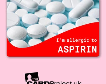 I'm Allergic to Aspirin Card – Bold Allergy Alert ID Card for Safety, Clear & Easy Identification, Biodegradable, Compact Size for Wallet